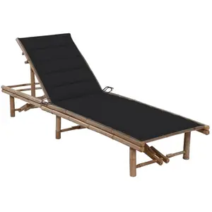 vidaXL Chaise longue de jardin avec coussin Bambou pas cher
