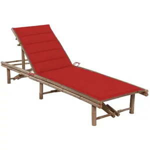 vidaXL Chaise longue de jardin avec coussin Bambou pas cher