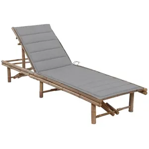 vidaXL Chaise longue de jardin avec coussin Bambou pas cher