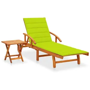 Comparateur de prix : vidaXL Chaise longue de jardin avec table et coussin Bois d'acacia