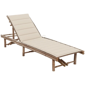 vidaXL Chaise longue de jardin avec coussin Bambou pas cher