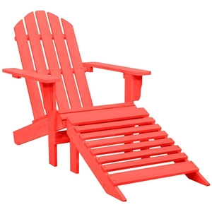 vidaXL Chaise de jardin Adirondack avec pouf Bois de sapin Rouge pas cher