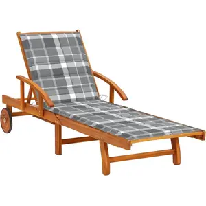 vidaXL Chaise longue de jardin avec coussin Bois d'acacia solide pas cher