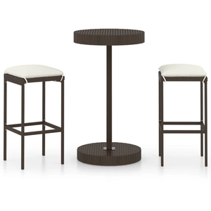 vidaXL - 3-delige - Tuinbarset - met - kussens - poly - rattan - bruin pas cher