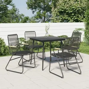vidaXL Ensemble à manger de jardin 5 pcs Noir Rotin PVC pas cher