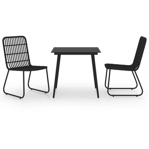 vidaXL Ensemble à dîner d'extérieur 3 pcs Résine tressée et verre pas cher