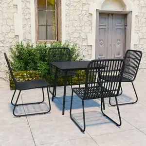 Ensemble à dîner d'extérieur 5 pcs Résine tressée et verre Vidaxl Black pas cher