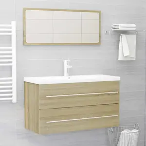 vidaXL Ensemble de meubles de bain 2 pcs Chêne sonoma Aggloméré pas cher