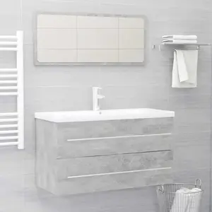 vidaXL Ensemble de meubles de salle de bain 2 pcs Gris béton Aggloméré pas cher