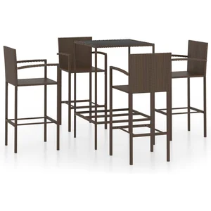 vidaXL Ensemble de bar de jardin 5 pcs Résine tressée Marron pas cher