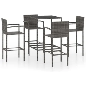 vidaXL Ensemble de bar de jardin 5 pcs Résine tressée Gris pas cher