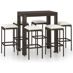 vidaXL - 7-delige - Tuinbarset - met - kussens - poly - rattan - bruin pas cher