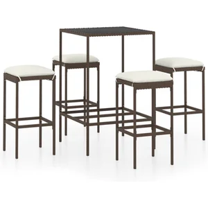 vidaXL - 5-delige - Tuinbarset - met - kussens - poly - rattan - bruin pas cher