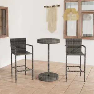 vidaXL Ensemble de bar de jardin 3 pcs Résine tressée Gris pas cher