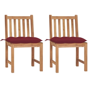 vidaXL Chaises de jardin 2 pcs avec coussins Bois de teck massif pas cher
