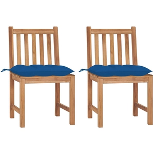 vidaXL Chaises de jardin 2 pcs avec coussins Bois de teck massif pas cher