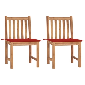 vidaXL Chaises de jardin 2 pcs avec coussins Bois de teck massif pas cher