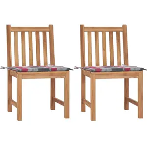 vidaXL Chaises de jardin lot de 2 avec coussins Bois de teck massif pas cher