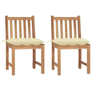 vidaXL Chaises de jardin lot de 2 avec coussins Bois de teck massif pas cher