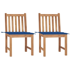 vidaXL Chaises de jardin 2 pcs avec coussins Bois de teck massif pas cher