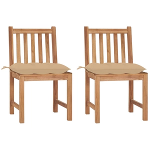 vidaXL Chaises de jardin 2 pcs avec coussins Bois de teck massif pas cher