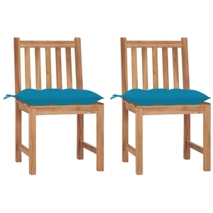 vidaXL Chaises de jardin 2 pcs avec coussins Bois de teck massif pas cher
