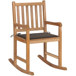 vidaXL Chaise à bascule avec coussin taupe Bois de teck solide pas cher