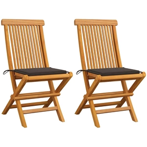 vidaXL Chaises de jardin avec coussins taupe 2 pcs Bois de teck massif pas cher