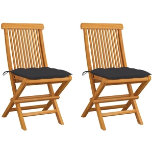 vidaXL Chaises de jardin avec coussins anthracite 2 pcs Bois de teck pas cher