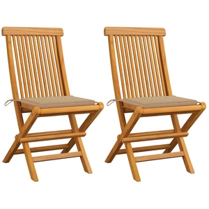 vidaXL Chaises de jardin avec coussins beige 2 pcs Bois de teck massif pas cher