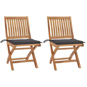vidaXL Chaises de jardin 2 pcs avec coussins anthracite Bois de teck pas cher