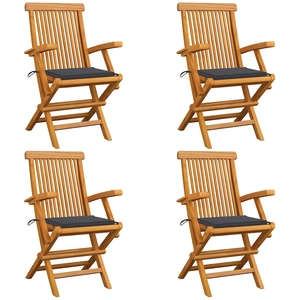vidaXL Chaises de jardin avec coussins anthracite 6 pcs Bois de teck pas cher