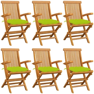 vidaXL Chaises de jardin avec coussins vert vif lot de 2 Bois de teck pas cher
