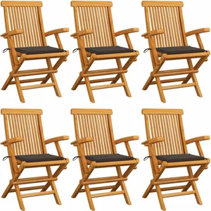 vidaXL Chaises de jardin avec coussins taupe 6 pcs Bois de teck massif pas cher