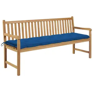 vidaXL Banc de jardin avec coussin bleu 175 cm Bois de teck massifVendu parvidaxl-be