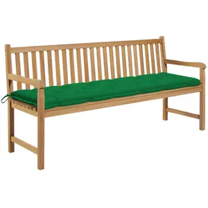 vidaXL Banc de jardin avec coussin vert 175 cm Bois de teck massifVendu parvidaxl-be