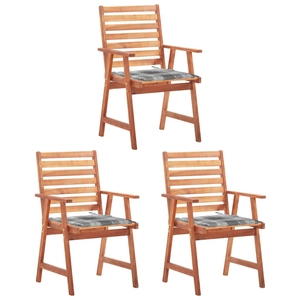 vidaXL Chaises à dîner d'extérieur 3 pcs avec coussins Acacia massif pas cher