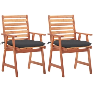 vidaXL Chaises à dîner d'extérieur 3 pcs avec coussins Acacia massif pas cher