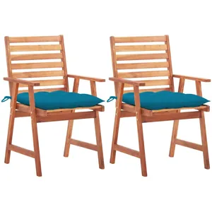 vidaXL Chaises à dîner d'extérieur 2 pcs avec coussins Acacia massif pas cher