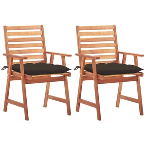 vidaXL Chaises à dîner d'extérieur 2 pcs avec coussins Acacia massif pas cher