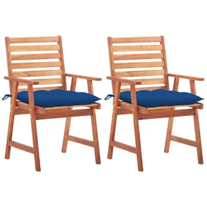 vidaXL Chaises à dîner d'extérieur 2 pcs avec coussins Acacia massif pas cher