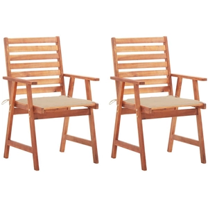 vidaXL Chaises à dîner d'extérieur 2 pcs avec coussins Acacia massif pas cher