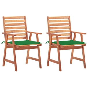 vidaXL Chaises à dîner d'extérieur 2 pcs avec coussins Acacia massif pas cher