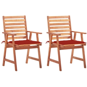 vidaXL Chaises à dîner d'extérieur 2 pcs avec coussins Acacia massif pas cher