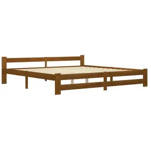 vidaXL Cadre de lit Marron miel Bois de pin massif 200x200 cm pas cher