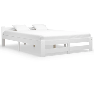 vidaXL Cadre de lit Blanc Bois de pin massif 160x200 cm pas cher