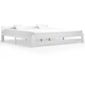vidaXL Cadre de lit Blanc Bois de pin massif 200x200 cm pas cher