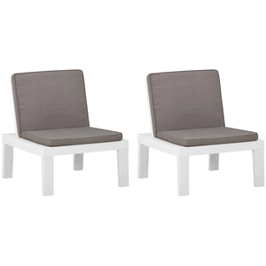 vidaXL Chaises de salon de jardin avec coussins 2 pcs Plastique Blanc pas cher