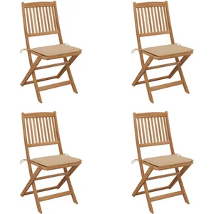 vidaXL Chaises pliables de jardin 4 pcs avec coussins Bois d'acacia pas cher