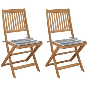 Comparateur de prix : vidaXL Chaises pliables de jardin lot de 2 avec coussins Bois d'acacia